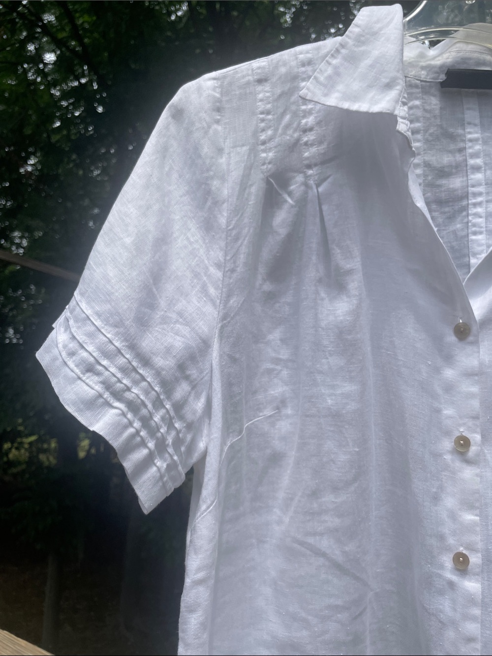 Avenue 18-20 Linen Classic White ShortSleeve Shirt Womens pit to pit 25” Preworn - Picture 2 of 16